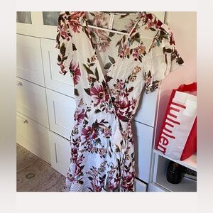 White floor length flower dress